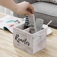 thumbnail image 4 of MyGift Shabby Whitewashed Wood Remote Control Organizer, White Solid Wood Remote Caddy with Black Cursive Remotes Label, 4 of 7