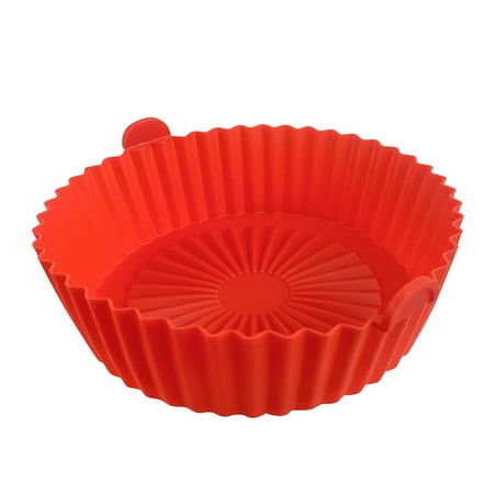 

Goory Mat Reusable Liner Heat Resistant Kitchen Tool Silicone Pot Air Fryer Microwave Accessories Round Safe Frying Pan BBQ Red-Small