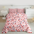 thumbnail image 2 of jejeloiu Kawaii Stripe Bowtie Full Size Comforter Sets,Red Cute Cherry Bedding Sets For Girl Reversible 3-Piece, 2 of 8