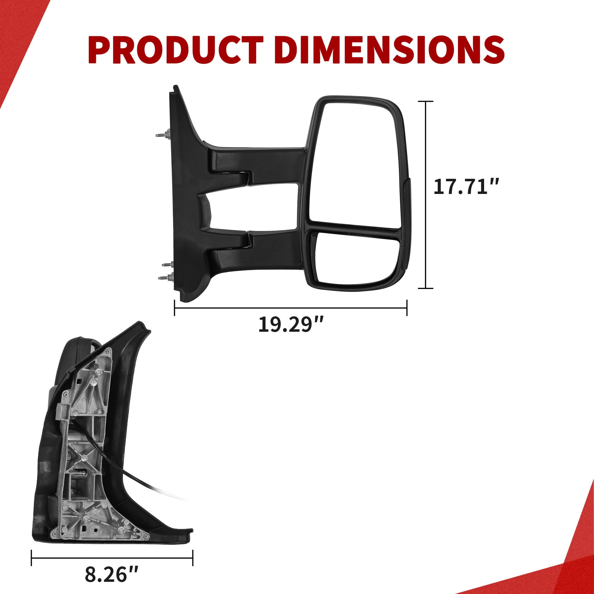 Power Heated Adjustable Folding Right Passenger Door Mirror for 2015-2021 Ford Transit 150/250/350 Black Replacement Side Mirror Plug and Play