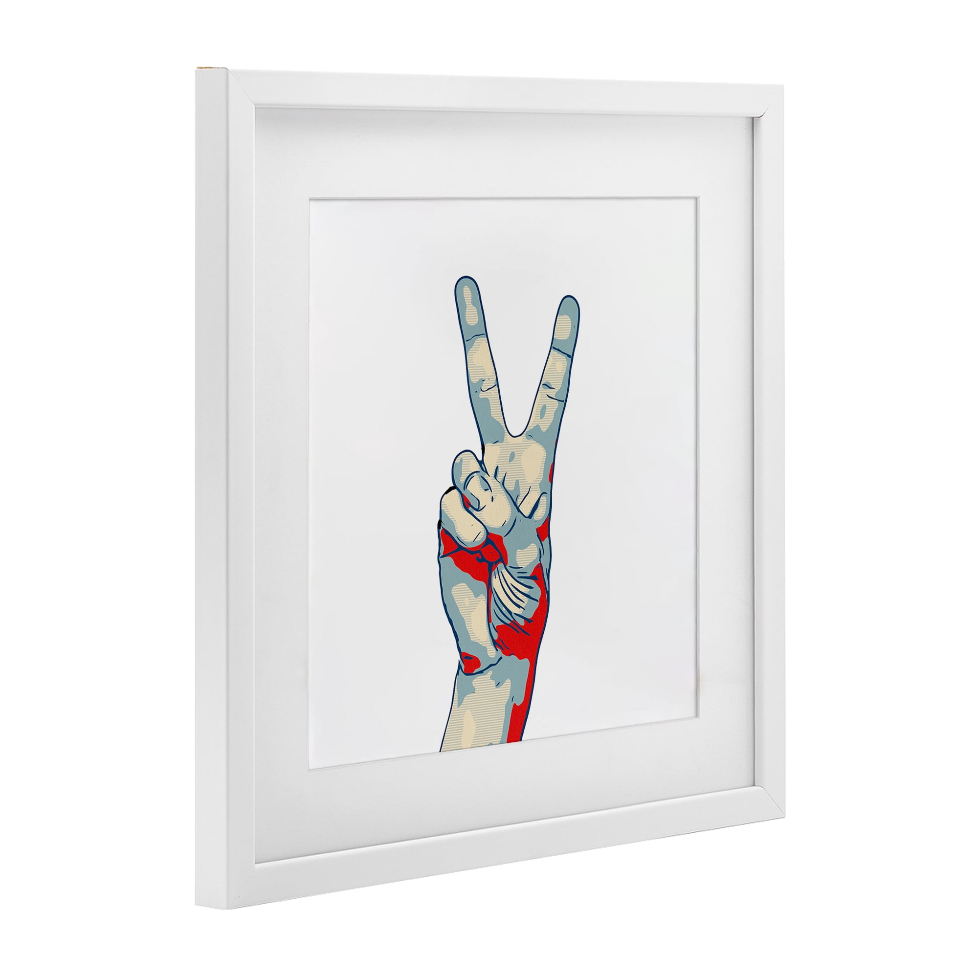 Stupell Industries Pop Style Peace Gesture White Framed Print Under Glass, design by Kim Curinga