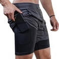 thumbnail image 1 of Xishao - Shorts Deportivos Hombre 2 en 1 para Correr con Forro de Bolsillo Incorporado Gris+Negro CH Gris+Negro CH Xishao ropa, 1 of 2