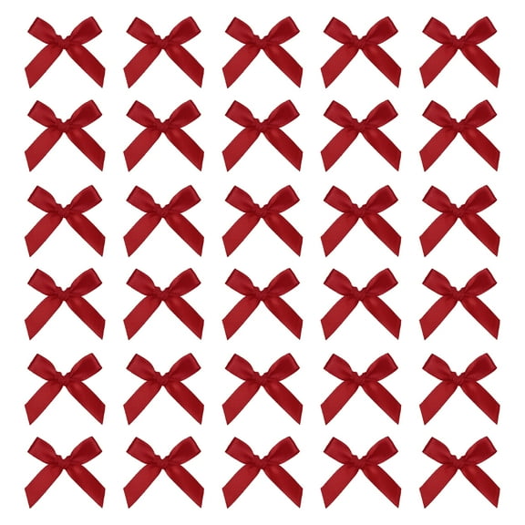 Mini Ribbon Bow 1.8 Inch Mini Small Fabric Satin Ribbon Flower Bows for Craft DIY Cake Sewing Wedding Birthday Party Wrapping Christmas Decoration, (Pack of 70, Dark Red)