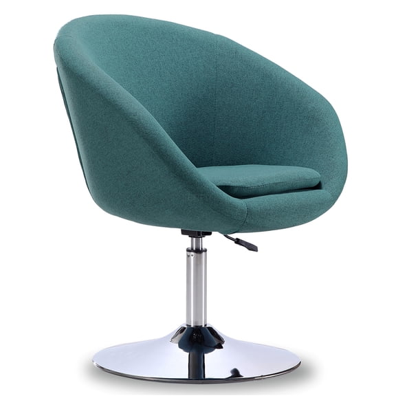 JERFIT Modern Teal Swivel Accent Chair with Adjustable Height, Faux Leather Upholstery for Living Room, Office, Lounge