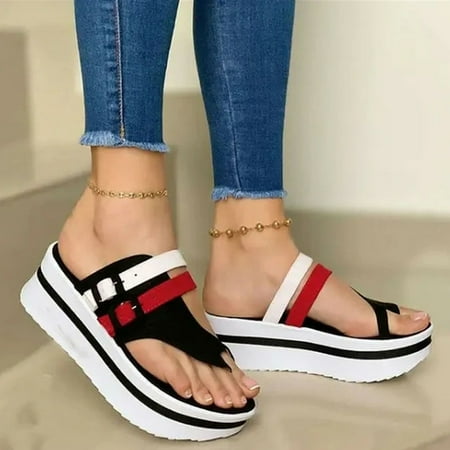 

Women Wedges Sandals for Women Casual Summer Platform Peep Toe Slingback Lady Mixed Colors Buckle Sandals