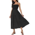thumbnail image 4 of Unique Bargains Robe Maxi d'Été à Bretelles Spaghetti Smockée Décontractée Boho Sans Manches à Volants Noire m, 4 of 5