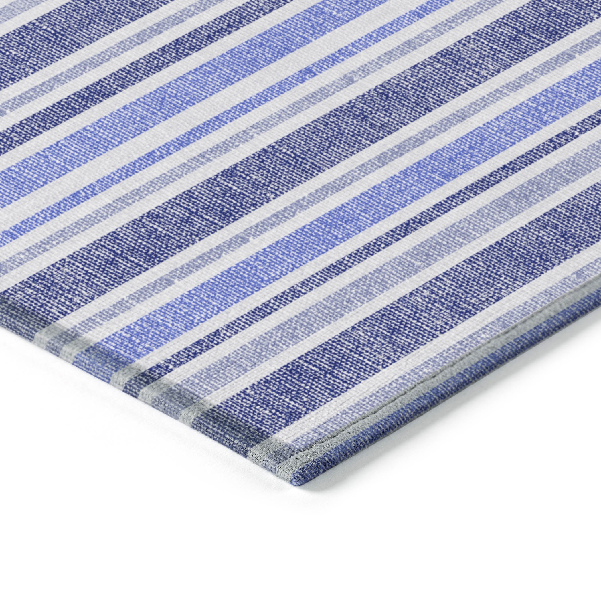 Addison Rugs Chantille Indoor/Outdoor Transitional Stripes Blue Washable Runner Rug, 2'3" x 7'6"