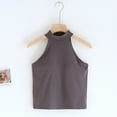 thumbnail image 2 of Lovskoo Camisole Tops for Women Round Neck Summer Slim Top with Built in Bra Halter Neck Hanging Sleeveless Shirt Dark Gray S, 2 of 5