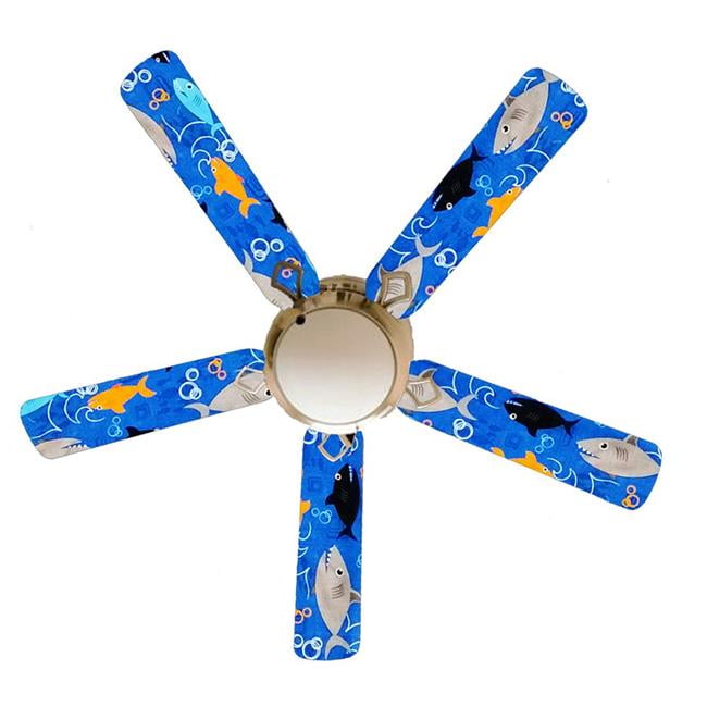 888 Cool Fans F52 0001038 52 In Fish Frenzy Swimming Shark 5 Blades White Ceiling Fan With Lamp Com Blades White Ceiling Fan With Lamp, Shark Ceiling Fan