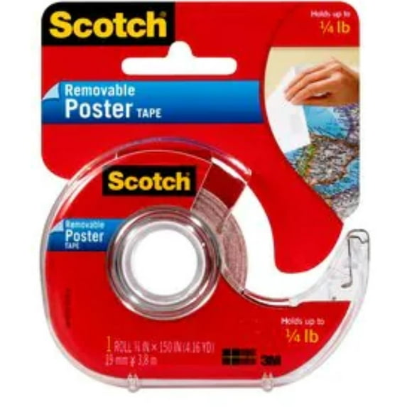 3 Pack - Scotch (R) Removable Poster Tape 3/4inx150in Roll Clr Disp 1 ea