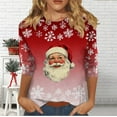 thumbnail image 5 of VKOYWKM Fall Tops for Women Christmas Shirts 3/4 Length Sleeve Womens Tops Christmas Santa Graphic T Shirts Casual Crew Neck Funny Family Party Tunic Top, 5 of 7