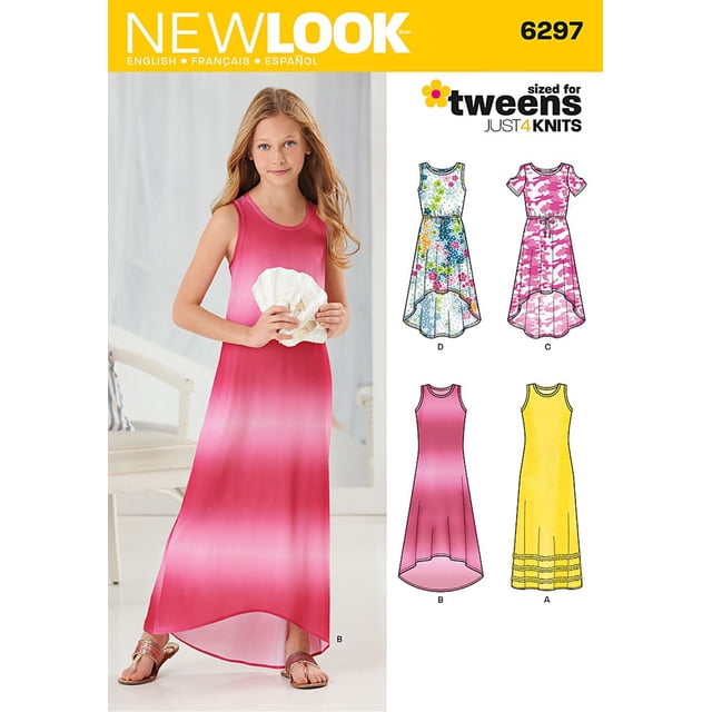 Simplicity Creative Patterns New Look 6297 Vestido de punto para niña A (8-10-12-14-16)