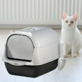 thumbnail image 4 of Enclosed and Covered Cat Toilet Hooded Cat Litter Box Bedpan Two Way Movable Door Litter Pan Deep Pet Litter Box (Black), 4 of 7