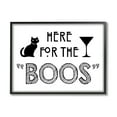 thumbnail image 2 of Here For Boos Halloween Typography Black Cat Motif Holiday Graphic Art Framed Art Print Wall Art, 2 of 5