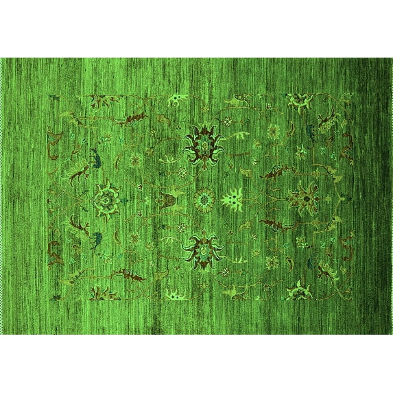 Ahgly Company Indoor Rectangle Oriental Green Industrial Area Rugs, 5' x 7'