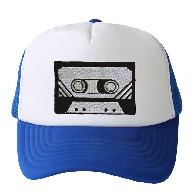 Trucker Malla Snapback Sombrero, Cassette Negro 3D Patch Bordery Blue Royal Gravity Threads Sombrero del camionero