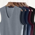 thumbnail image 2 of Men Winter Seamless Thermal Vest V-neck Sleeveless Thermal Underwear Thickened Elastic Slim Fit Bottoming Shirt Thermal Tops (Navy Blue,5XL), 2 of 7