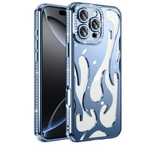 ELEHOLD Glitter Diamond For iPhone 12 , Women Girls Bling Electroplated Bumper Heat Dissipation Design Shockproof Full Body Protection Phone Case Cover ,Blue