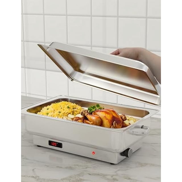 Ensemble de Buffet à Réchaud Électrique, Serveurs et Réchauds Alimentaires 9 Qt, Réchauds Alimentaires Commerciaux en Acier Inoxydable pour Traiteur avec Affichage de Contrôle de Température pour Mariages, Fêtes et Festivals