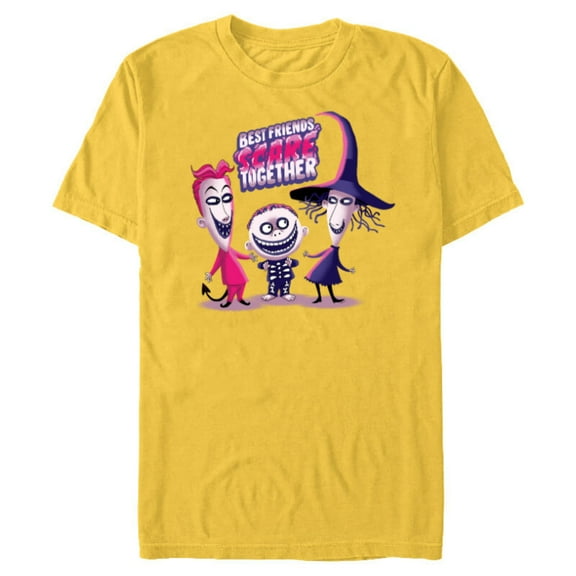 Disney The Nightmare Before Christmas Friends Scare Together - Short Sleeve Blended T-Shirt for Adults - Customized-Yellow