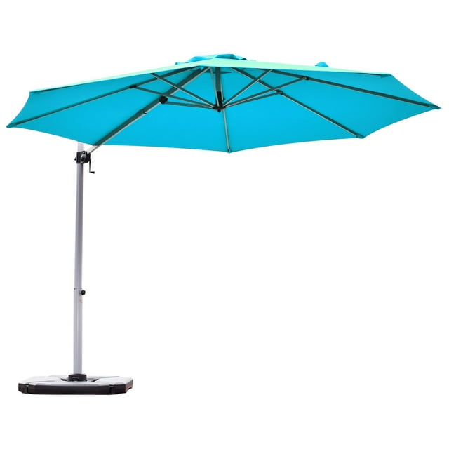 Patiojoy 11' Market Umbrella Outdoor Patio Square Offset w/ Base Blue