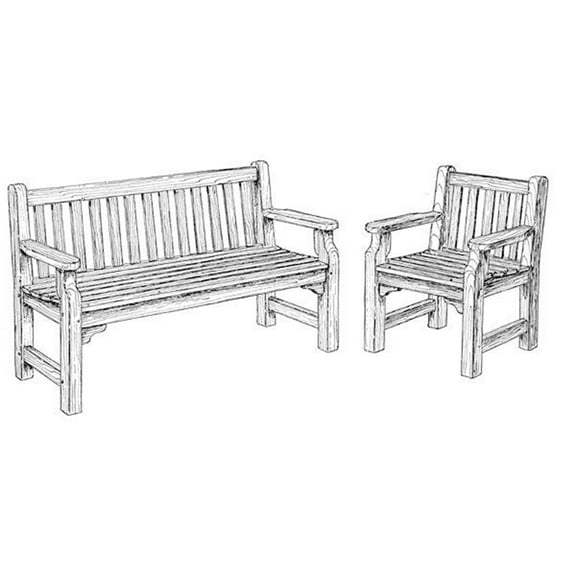 Woodcraft Project Paper Plan To Build English Garden Bench And Chair - Material Not Included