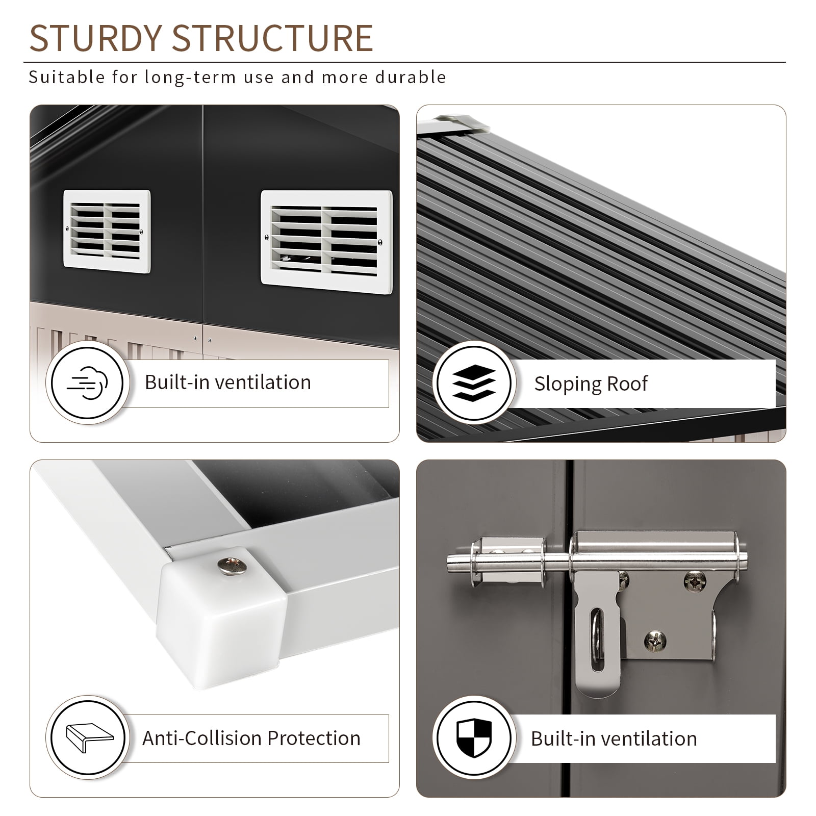 Aoxun 6.3 x 4.2 ft. Outdoor Metal Storage Shed with Lock for Backyard, Garden