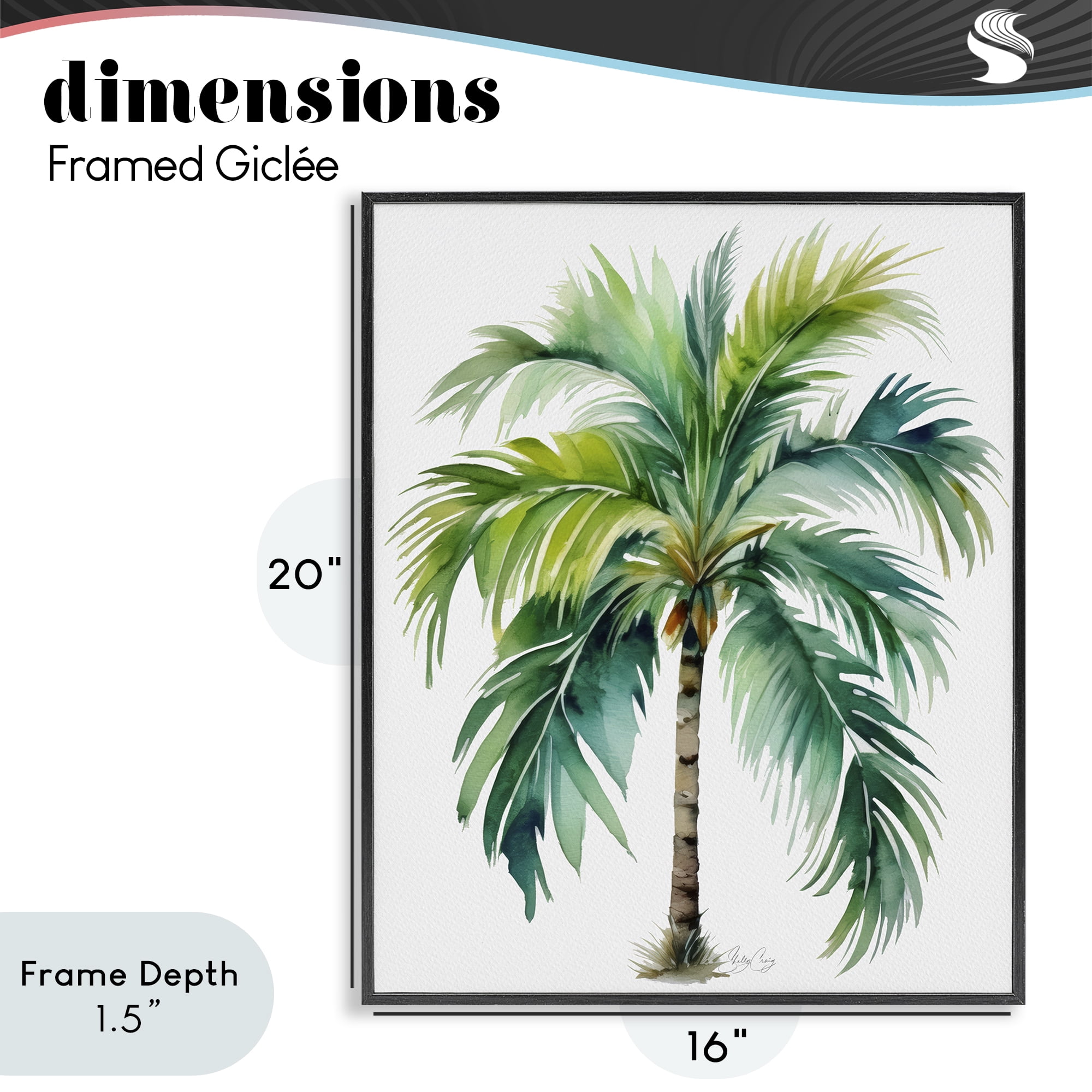 Stupell Industries Lagoon Majesty Palm Black Framed Giclee Art, design by Shelly Craig