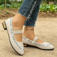 thumbnail image 3 of Willtoo Mary Jane Shoes Women Rhinestone Low Block Heel Pointed Toe Dress Flats Elastic Strap Slip On Non Slip Walking Shoes, 3 of 4