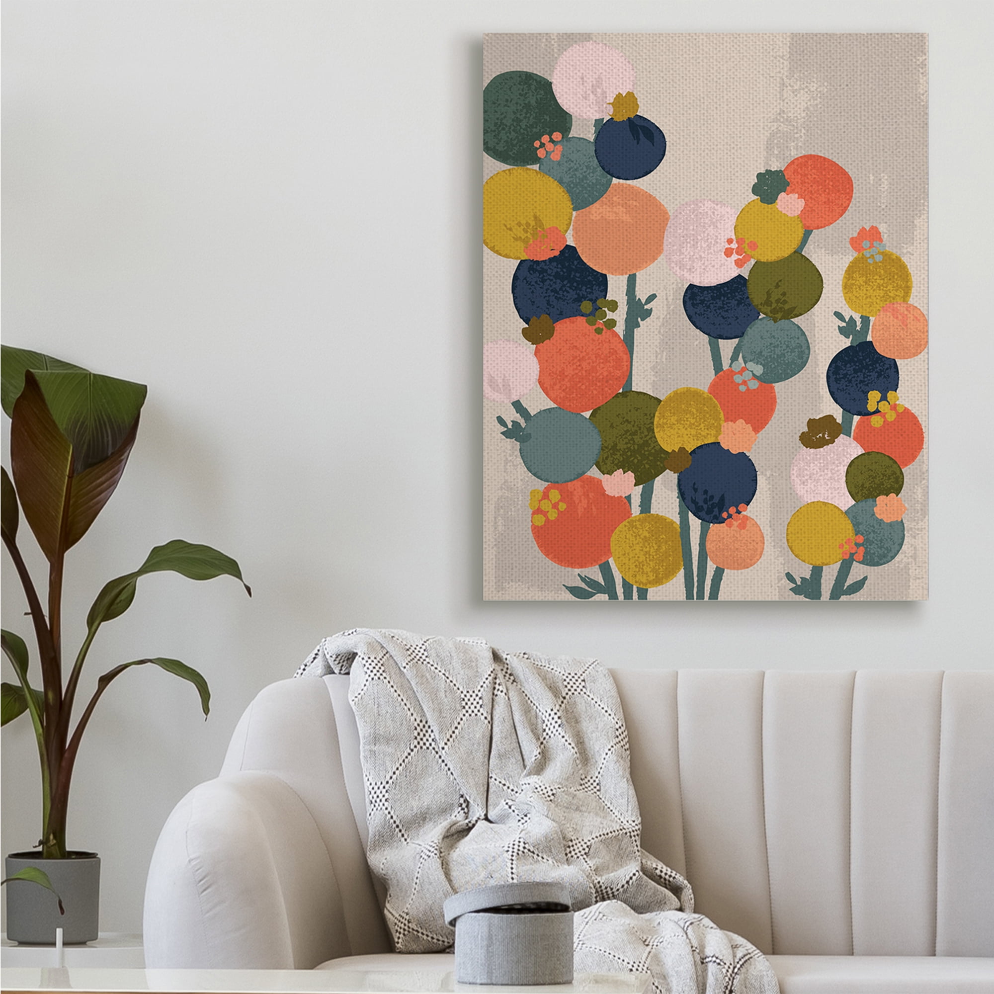 Stupell Industries Organic Shape Flowers Circular Distressed Pattern,36 x 48,Designed by Lisa Whitebutton