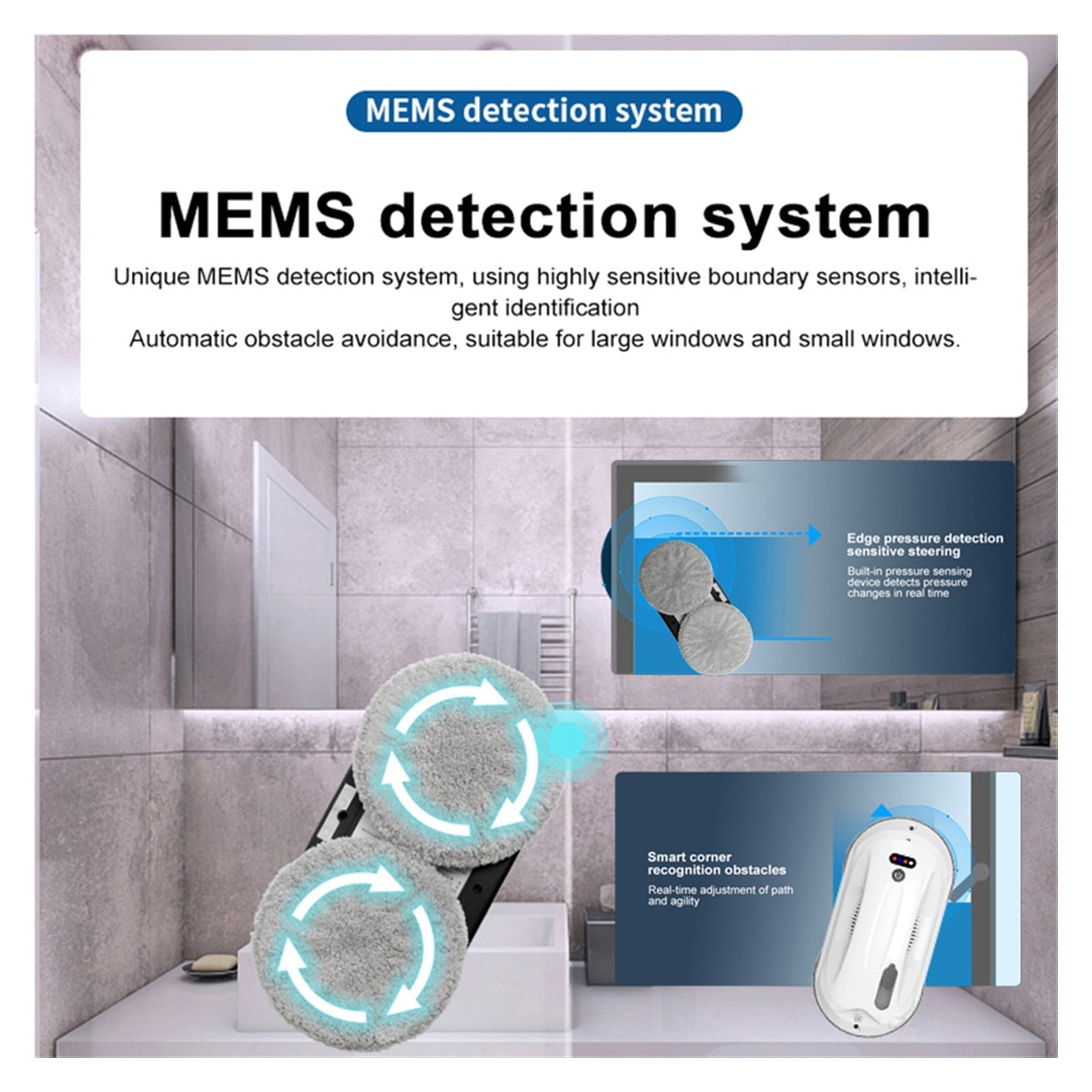 Ultra Thin Window Cleaning Robot With APPamp;Remote Intelligent Automatic Water Spray Electric Vacuum Cleaner Robot For Windows, Tiles, Bathrooms