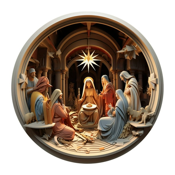 Adorno navideño 2024 | Colgante 3D de bendición de nacimiento | Decoración acrílica para colgar en el coche, árbol, corona, chimenea y hogar | Regalo de recuerdo para baby shower de recién nacido