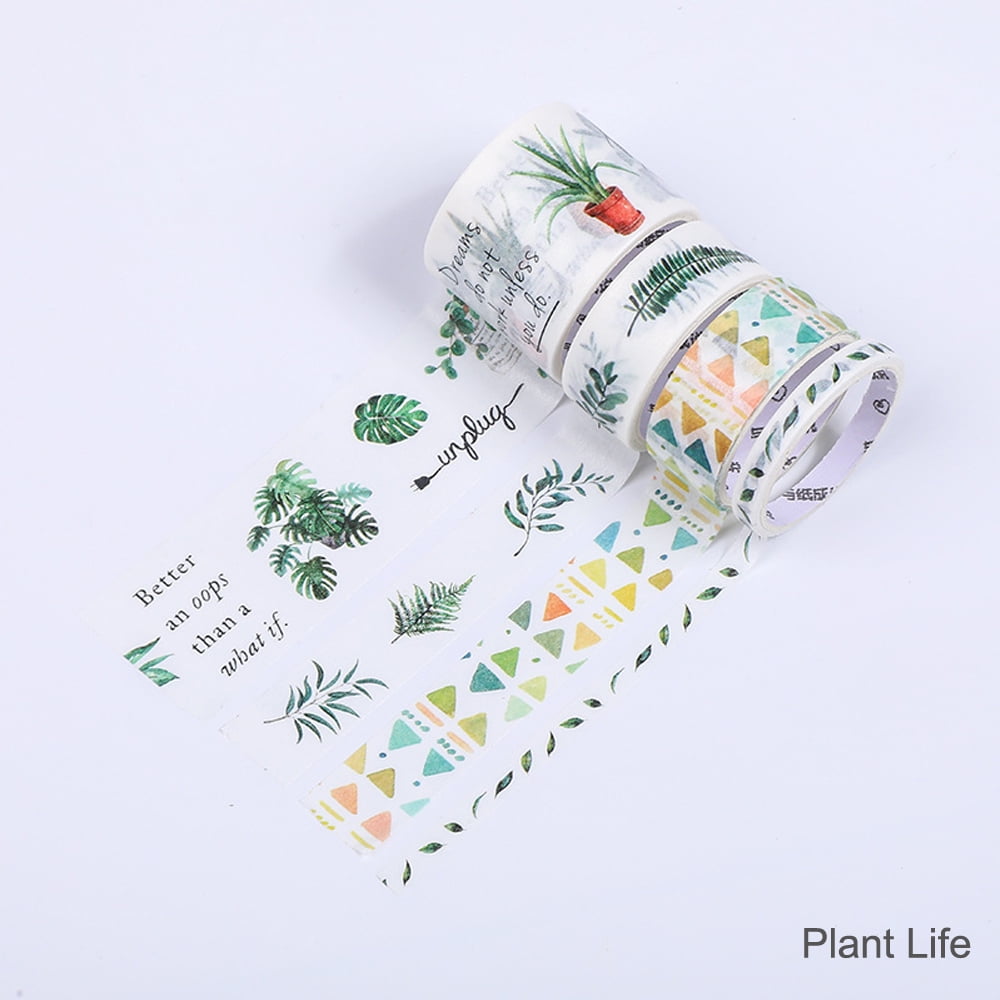 8 Rolls Vintage Floral Green Plants Washi Tape Set with 4 Sizes Blue Ocean Japanese Masking Decorative Tapes for DIY Crafts and Arts Bullet Journal Planners Scrapbooking Adhesive 