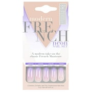 Salon Perfect Neon Modern French Ombre Purple Nail Set 24pc (File & Glue Included)