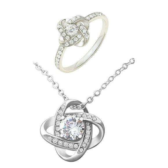 Vacemry Friendship Necklace And Ring Set, Infinity Knot Pendant Collarbone Chain, Matching Jewelry Gift For Her, Friend Gifts For Women, Sister Gifts, Birthday Gifts, Anniversary Gifts, Symbol Of