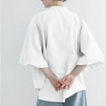 thumbnail image 4 of LADIGASU Women's Casual Buttoned 3/4 Sleeve Round-Neck Blouses Shirts, 4 of 4