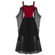 thumbnail image 4 of Vestido de Halloween con cordones y manga de mariposa con hombros descubiertos de retazos sólidos de talla grande para mujer Pompotops ghjkhdj18112, 4 of 4