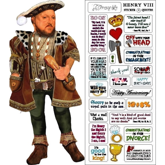 Stationery - Henry VIII - Card and Sticker Sheet New 0200