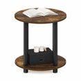 thumbnail image 4 of Furinno Turn-N-Tube Toolless Assembly Side Table, 2-Tier Rustic Brown Round End Table with Open Shelf, Night Stand, Bedside Table, for Living Room, Bedroom, Amber Oak, 4 of 5