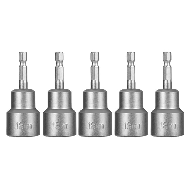 Scienceny Destornillador de tuercas de acero portátil Universal, 5 piezas, taller de garaje, carpintería, vástago hexagonal, puntas de Herramientas eléctricas 18x65mm