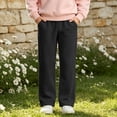 thumbnail image 5 of Ohufall Youth Solid Color Casual Sweatpants with Elastic Waist Soft Comfortable Daily Trousers 5-15T, 5 of 5