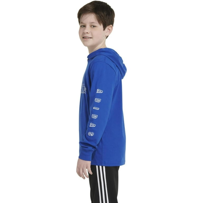 adidas Boy's Pro Lineage Hood Tee Big Kids Brite Blue LG 14