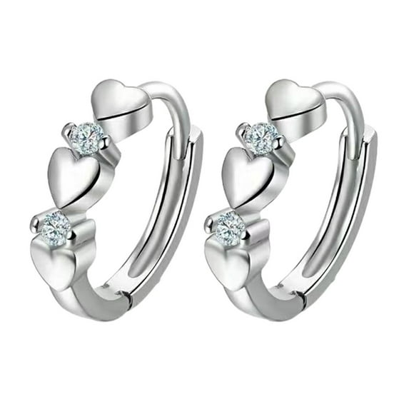 Langgg Love Zircon Earrings for Women, Japanese and Korean Fashion Versatile, Simple and Cold Style Earnail Earrings