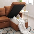 thumbnail image 6 of BISHE L Shaped Sectional Sofa with Pullout Bed, 81 Inch Convertible Sleeper with Reversible Chaise & Storage Seats, 2 in 1 Pull Out Couch with Side Pockets for Living Room, Apartment, Brown, 6 of 7