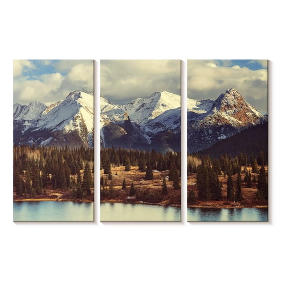 Elephant Stock Colorado Rocky Mountains Wall Art - Horizontal Multi Panel Canvas - Living Room Wall Decor - Nature Multi Panel - Blue And White Decor - 23" x 14"