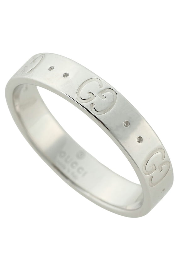 Pre-Owned Gucci Interlocking G Icon Ring, 18K White Gold, Approx. 3.4g, Size #13 (approx. US...