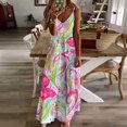 thumbnail image 3 of Vibrant Floral Paisley Fabric Design Pink Green White Fine Art Sleeveless Dress Summer Dress Woman 2025, 3 of 7