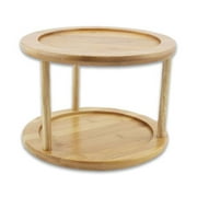 Bam & Boo - 2 Tiers Natural Bamboo Lazy Susan - Kitchen Countertop & Cabinet Rotating Turntable, Spice Organizing Shelf