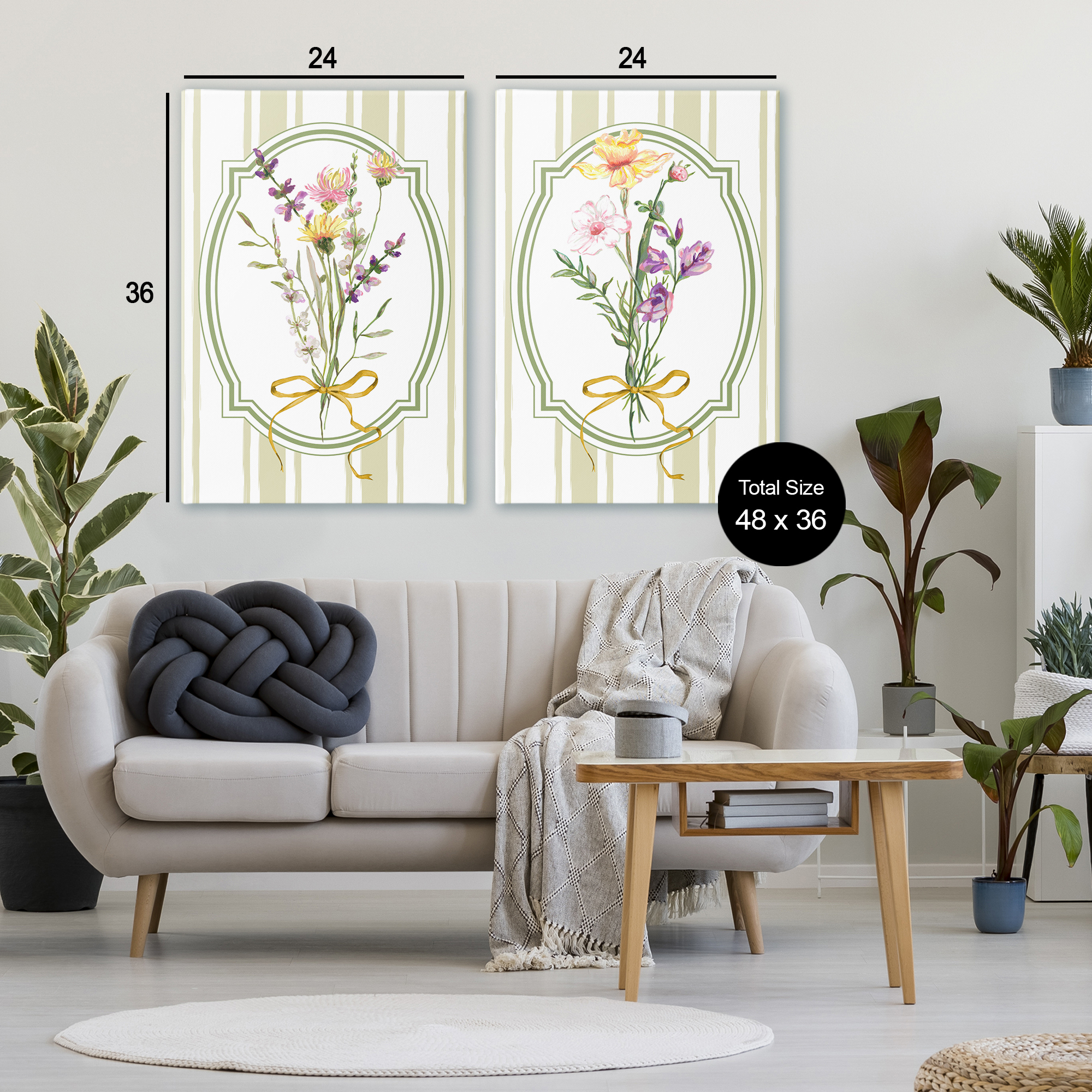 Wildflower Bundles Classic Stripes 2 Piece Canvas Wall Art Set, design by Adonna Ebrahimi