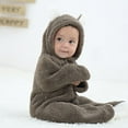 thumbnail image 6 of XFHLMJFF Bear Ears Jumpsuits Baby Long Sleeve Solid Color Cartoon Animal Hooded Coveralls Thick Warm Climbing Winter One Piece for 12-18 Months, 6 of 9